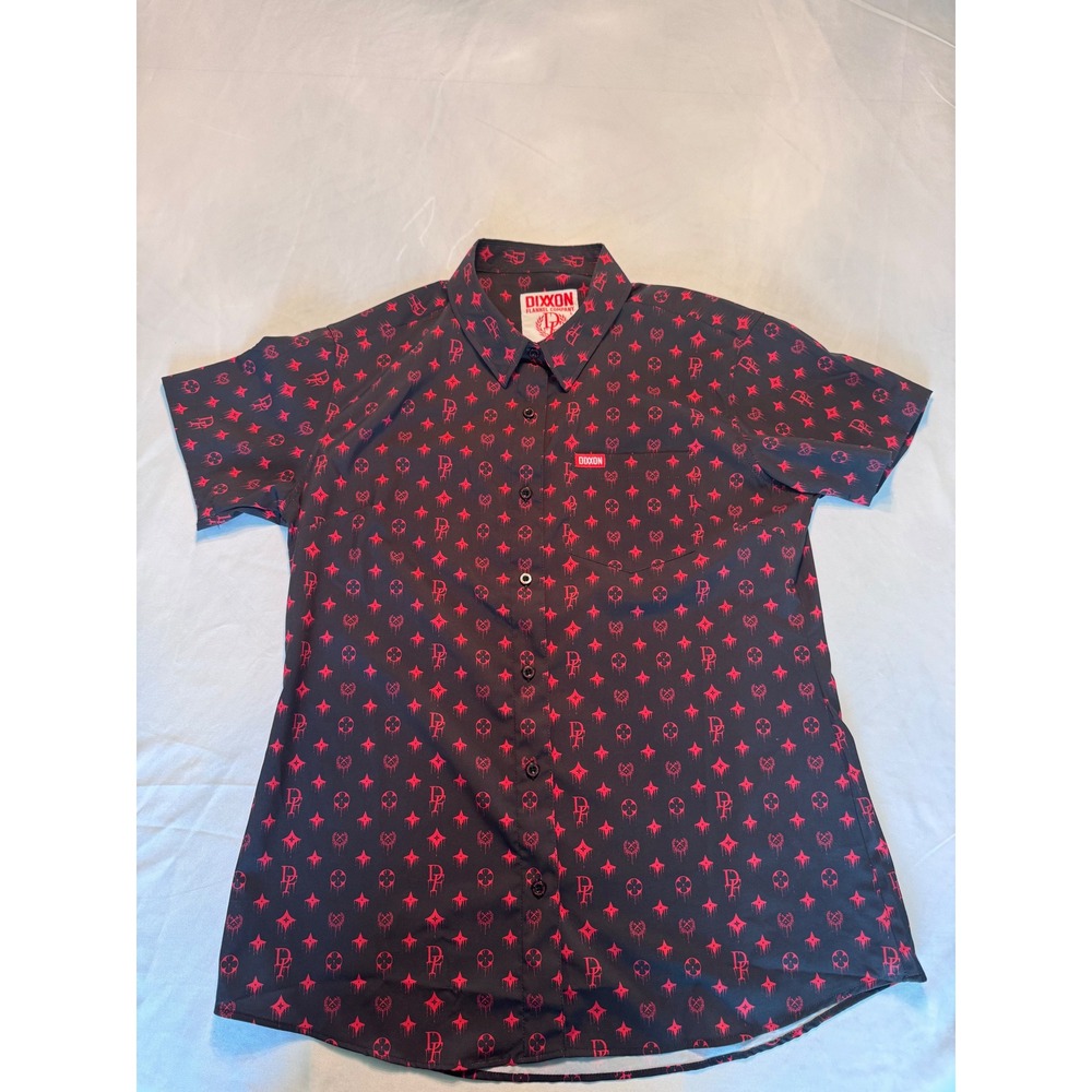 Dixxon Flannel Co The Bougie Short Sleeve Button Down Shirt Black Red Mens L
